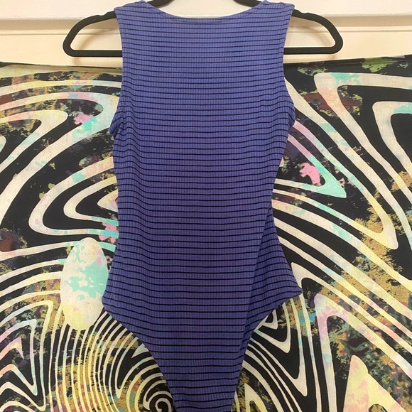 Striped Lace-Up Bodysuit - Picture 3 of 3